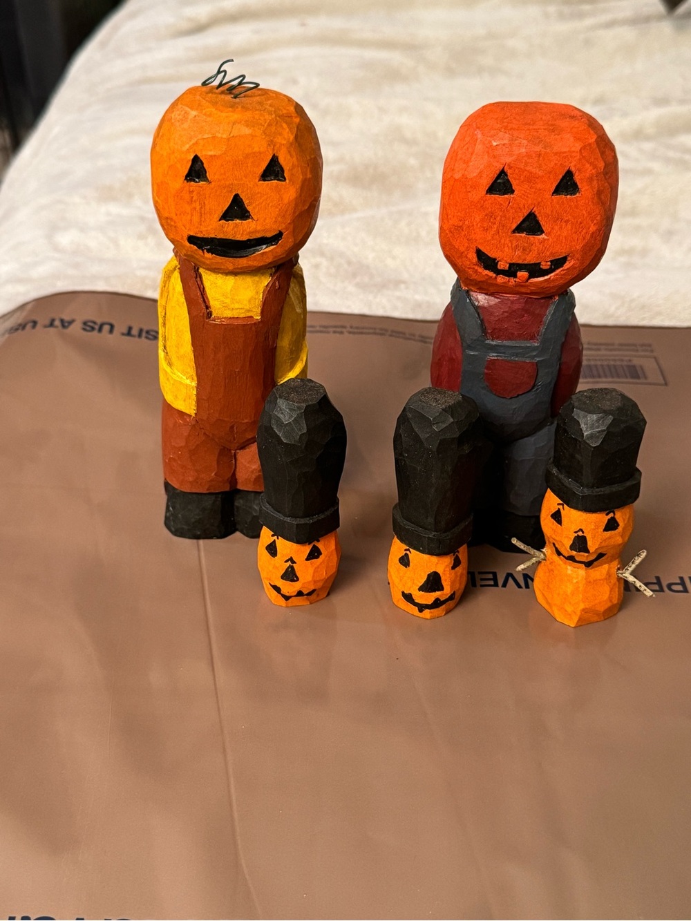 Vintage Folk art pumpkin family